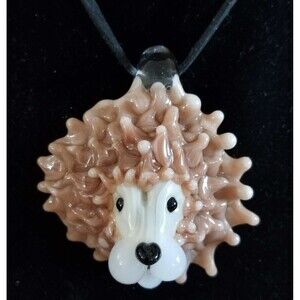 King of the Jungle Glass Pendant on a black suede cord